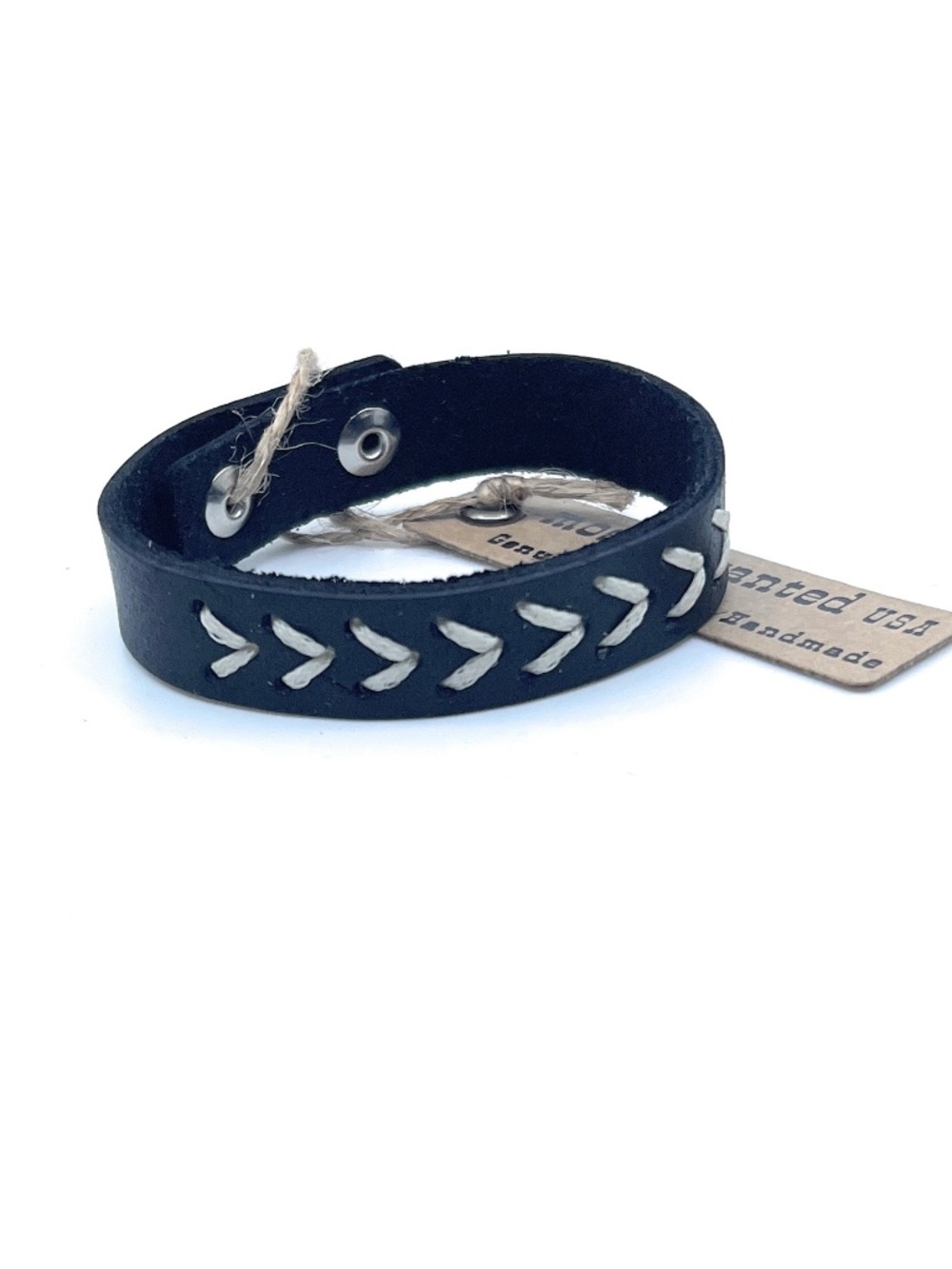 Black Leather Sewn Arrow Western Bracelet NEW